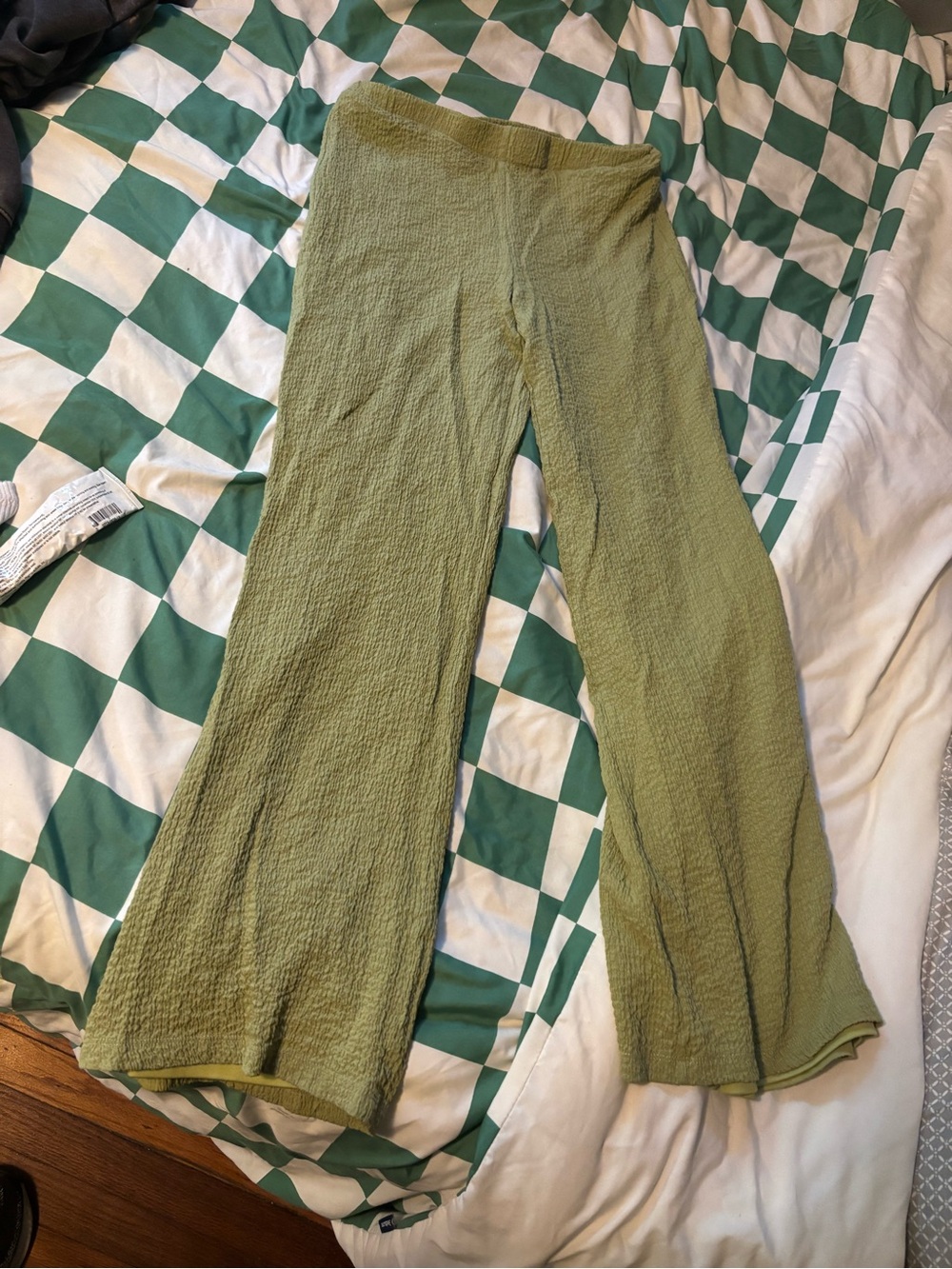 Lulu's Olive Green Wide-Leg Textured Pants